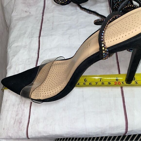 Azalea Wang - Brandy Long Black Diamond Lace Up Stiletto Heel Sandals-Size 8 - Picture 12 of 16